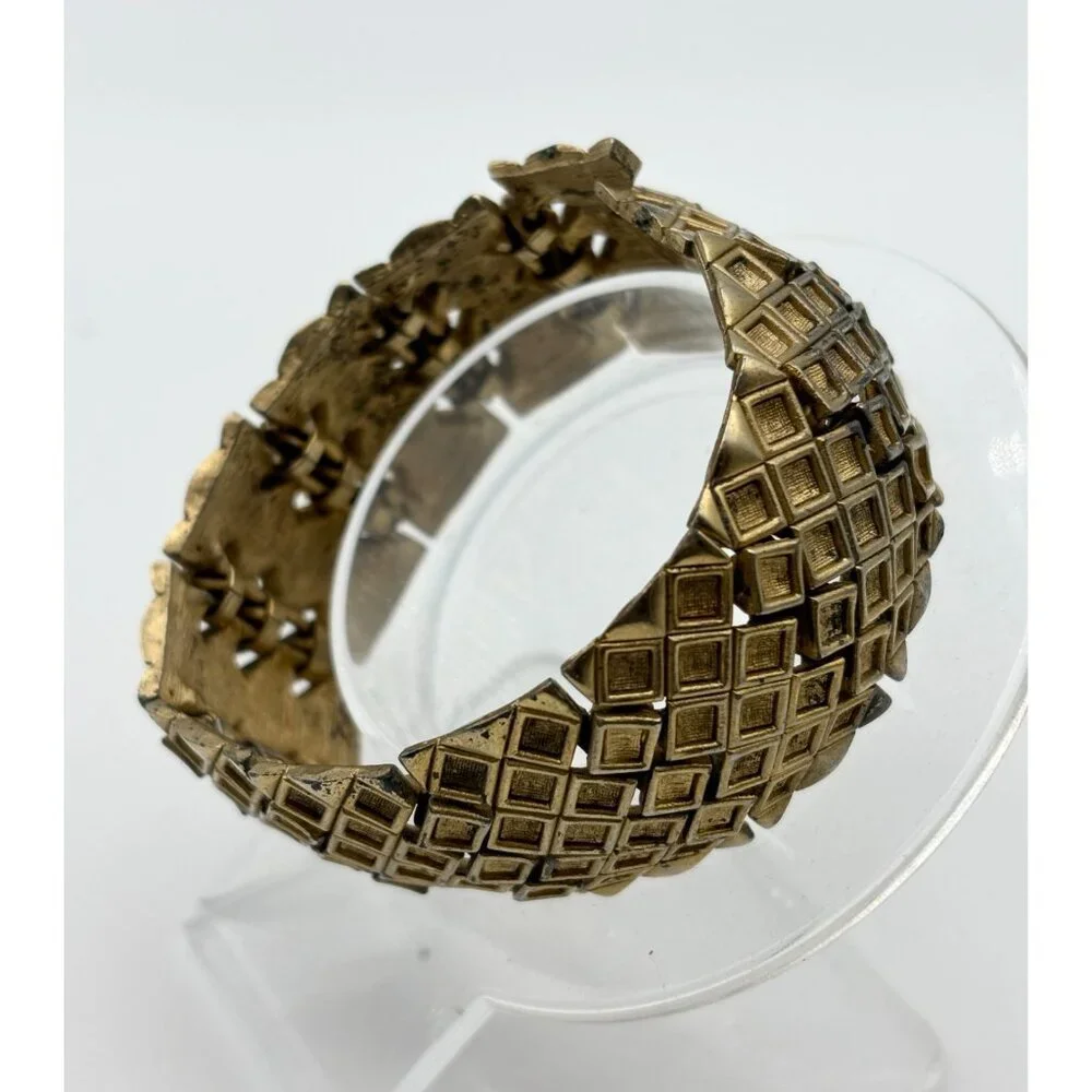 Hattie Carnegie Woven Panel Link Bangle Bracelet Signed-RARE-Vintage - Picture 7 of 7
